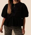 Sofie The Label Cara Cotton Poplin Tie Top In Black In Black