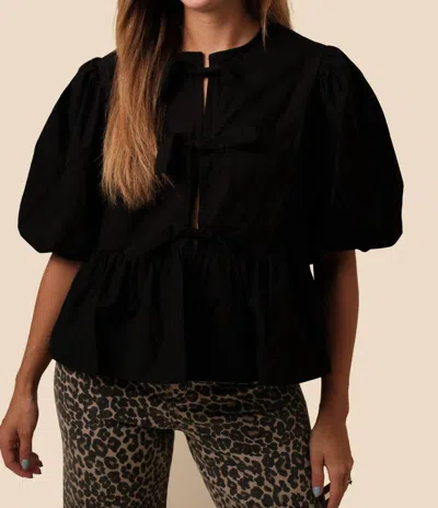 Sofie The Label Cara Cotton Poplin Tie Top In Black