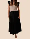 Sofie The Label Clover Flutter Sleeve Midi Dress In Black In Black