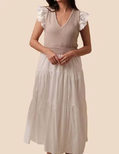 Sofie The Label Clover Flutter Sleeve Midi Dress In White