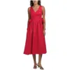 Sofie The Label Ellis Bow Waist Midi Dress In Red Linen In Red