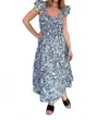 Sofie The Label Emmy Flutter Sleeve Midi Dress In Blue In Multi