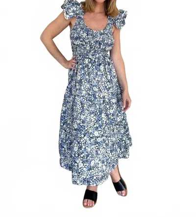 Sofie The Label Emmy Flutter Sleeve Midi Dress In Blue