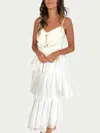 Sofie The Label Fiona Solid Tiered Bow Detail Midi Dress In Natural In White