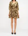 Sofie The Label Floral Ruffle Collar Mini Dress In Brown In Brown