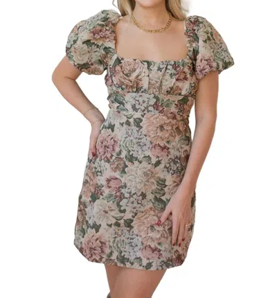 Sofie The Label Floreana Jacquard Mini Dress In Sage In Multi