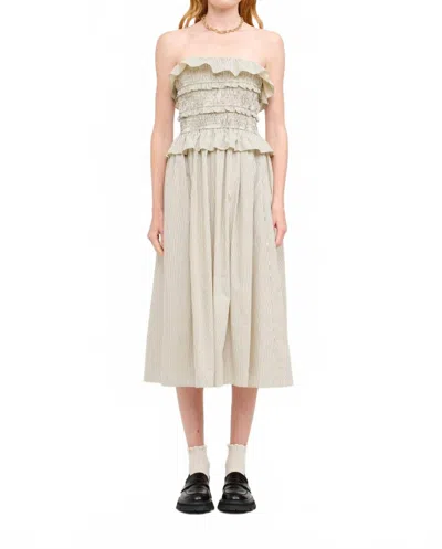 Sofie The Label Flynn Pinstriped Smoked Midi Dress In Cream In Neutral