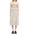 Sofie The Label Flynn Pinstriped Smoked Midi Dress In Cream In White