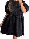 Sofie The Label Gabby Tie Top Puff Sleeve Mini Dress In Black In Black