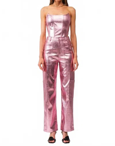 Sofie The Label Gaia Leather Corset Top In Pink