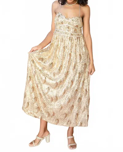 Sofie The Label Gianna Midi Dress In Gold In Brown