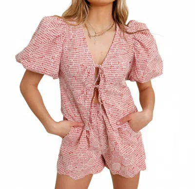 Sofie The Label Gingham Tie-front Top In Red In Pink