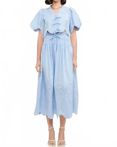 Sofie The Label High-waisted Maxi Eyelet Skirt In Baby Blue
