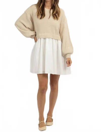 Sofie The Label Isa Combo Sweater Dress In Beige/ White