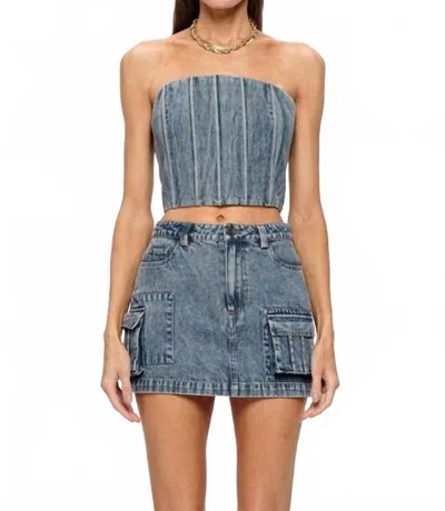 Sofie The Label Jasmine Denim Bustier Top In Blue