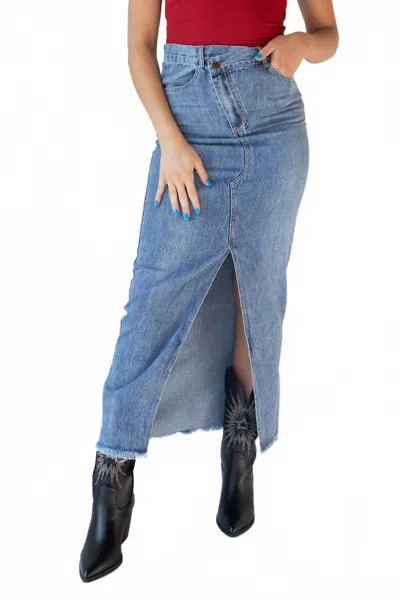 Sofie The Label Jennie Denim Midi Skirt In Medium Wash In Blue