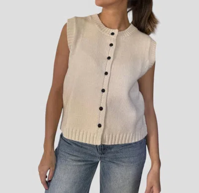 Sofie The Label Jordan Knit Buttoned Sleeveless Top In Cream In White