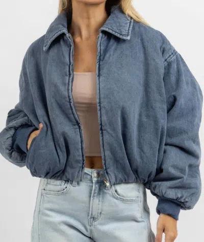 Sofie The Label Karina Denim Bomber Jacket In Blue