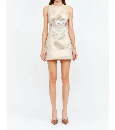 Sofie The Label Jacquard Mini Dress In Beige In Neutral