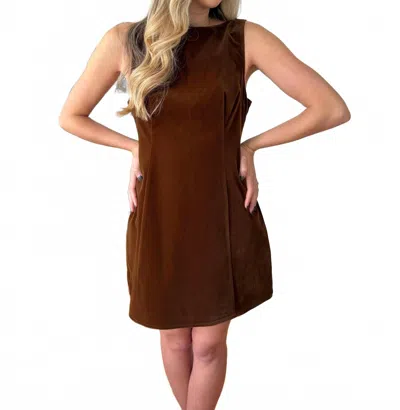 Sofie The Label Kiara Velvet High Neck Mini Dress In Brown