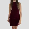 Sofie The Label Kiara Velvet High Neck Mini Dress In Burgundy In White