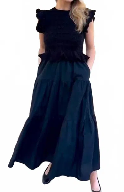 Sofie The Label Laura Combination Dress In Black In Blue