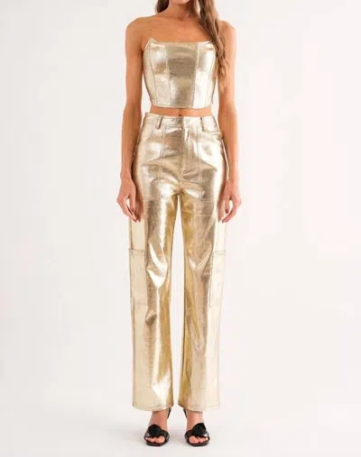 Sofie The Label Leather Corset Top In Gold