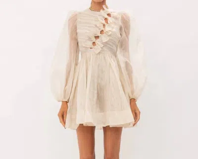 Sofie The Label Lurex Organza Bow Detail Dress In Gold In White