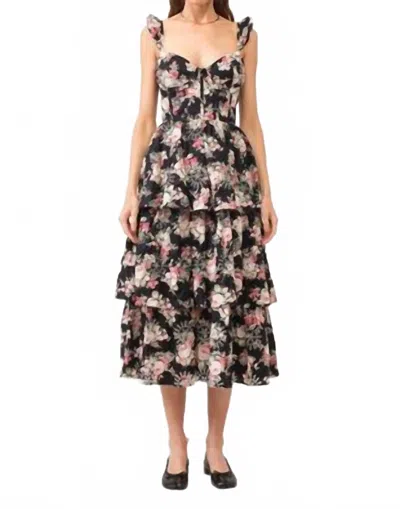 Sofie The Label Maddy Floral Midi Dress In Black Multi