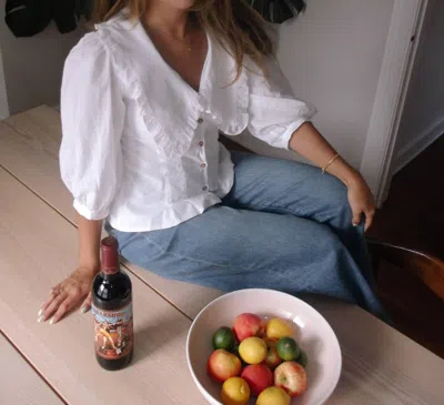 Sofie The Label Maggie Button Peasant Top In White