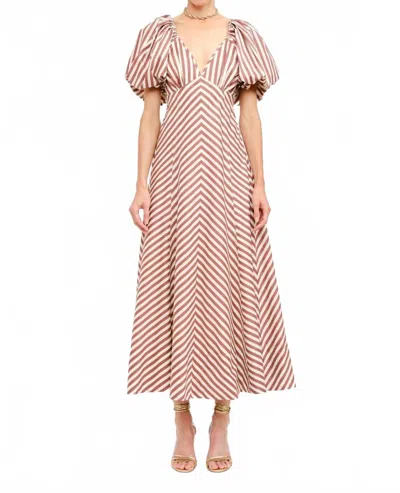 Sofie The Label Misha Poplin Puff Sleeve Maxi Dress In Mauve In Multi