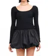 Sofie The Label On Point Long Sleeve Bubble Hem Mini Dress In Black In Black