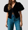 Sofie The Label Nora Velvet Tie Top In Black In Black