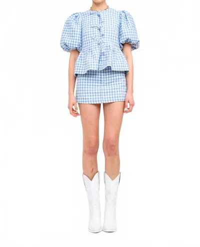 Sofie The Label Norah Houndstooth Blouse In Blue
