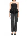 Sofie The Label Paige Bubble Hem Top In Black In Black