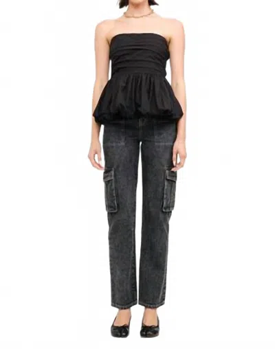 Sofie The Label Paige Bubble Hem Top In Black