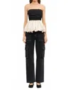 Sofie The Label Paige Bubble Hem Top In Black & Natural In Black