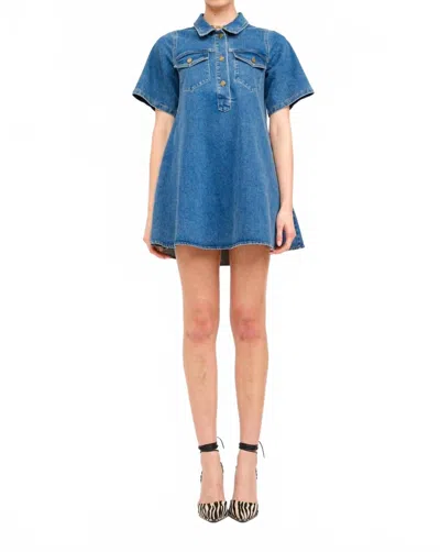 Sofie The Label Paloma Dress In Medium Wash Denim In Blue