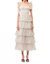 Sofie The Label Polkadot Ruffle Midi Dress In Off White In White