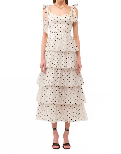Sofie The Label Polkadot Ruffle Midi Dress In Off White