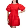 Sofie The Label Puff Sleeves Dress In Red In Red