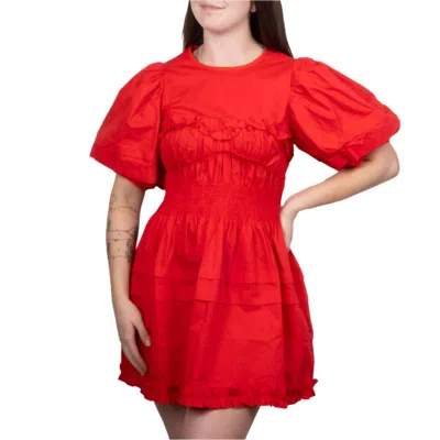 Sofie The Label Puff Sleeves Dress In Red