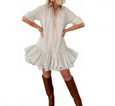 Sofie The Label Striped Mini Shirt Dress In Tan In Multi