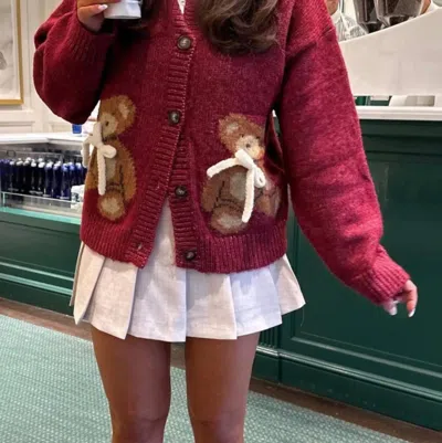 Sofie The Label Teddy Cardigan In Burgundy