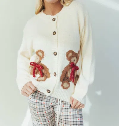 Sofie The Label Teddy Cardigan In Ivory In Multi