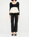 Sofie The Label Agnes Bubble Top In Black-natural In Black