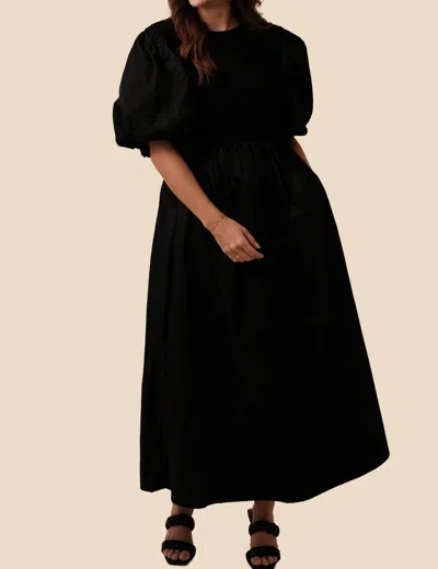 Sofie The Label Tori Puff Sleeve Contrast Maxi Dress In Black