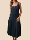 Sofie The Label Yvonne Denim Sleeveless Midi Dress In Blue In Blue