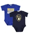 Soft As A Grape Baby Boys And Girls  Navy, Royal Milwaukee Brewers 2-piece Body Suit In Navy,royal