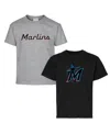 Soft As A Grape Big Boys And Girls 2-pack Black/gray Miami Marlins T-shirt Set In Gray